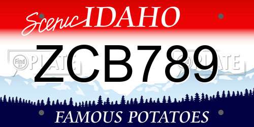 ZCB789 Idaho License Plate