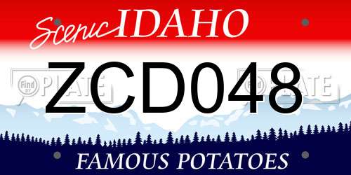 ZCD048 Idaho License Plate