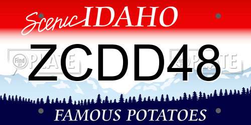 ZCDD48 Idaho License Plate