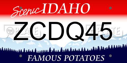 ZCDQ45 Idaho License Plate