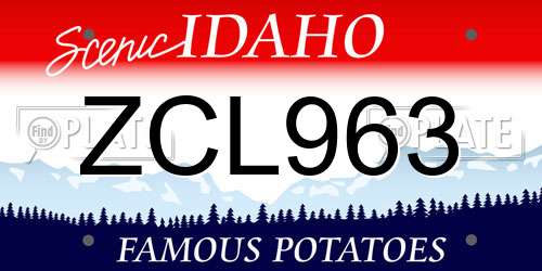 ZCL963 Idaho License Plate