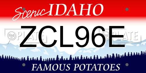 ZCL96E Idaho License Plate