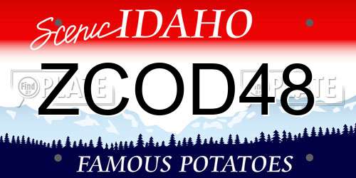ZCOD48 Idaho License Plate