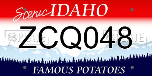ZCQ048 Idaho License Plate