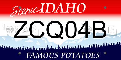 ZCQ04B Idaho License Plate