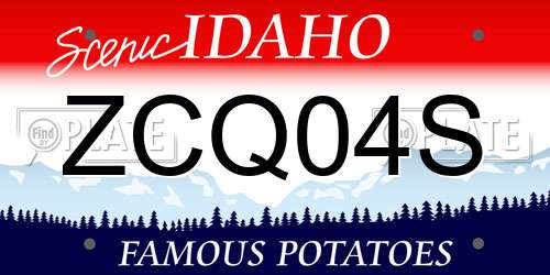 ZCQ04S Idaho License Plate