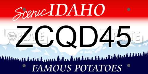 ZCQD45 Idaho License Plate
