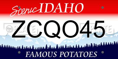 ZCQO45 Idaho License Plate