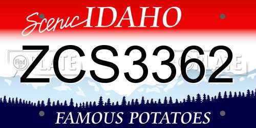 ZCS3362 Idaho License Plate