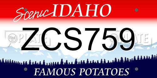 ZCS759 Idaho License Plate