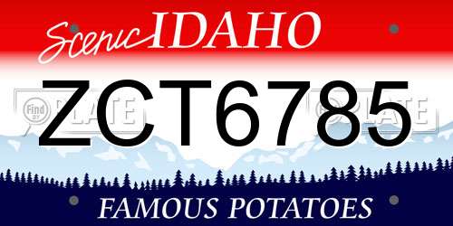 ZCT6785 Idaho License Plate