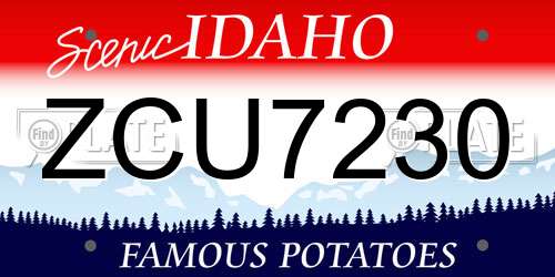 ZCU7230 Idaho License Plate