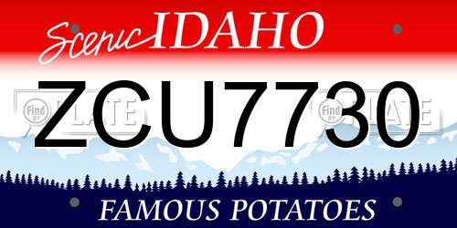 ZCU7730 Idaho License Plate