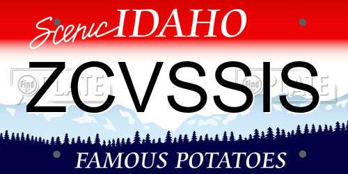 ZCVSSIS Idaho License Plate
