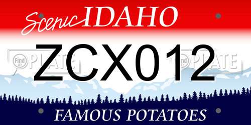 ZCX012 Idaho License Plate