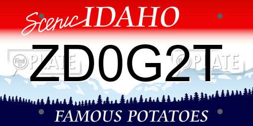 ZD0G2T Idaho License Plate