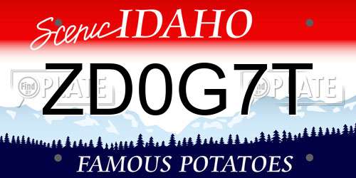 ZD0G7T Idaho License Plate