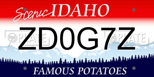 ZD0G7Z Idaho License Plate