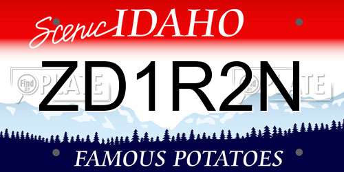 ZD1R2N Idaho License Plate