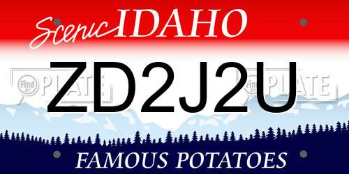 ZD2J2U Idaho License Plate
