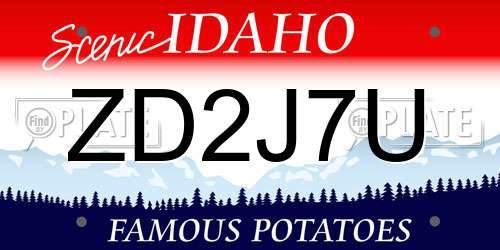 ZD2J7U Idaho License Plate