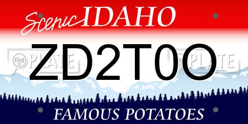 ZD2T0O Idaho License Plate