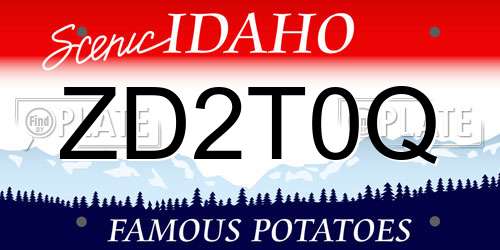 ZD2T0Q Idaho License Plate