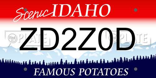 ZD2Z0D Idaho License Plate