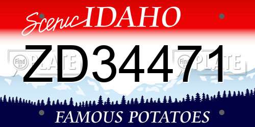 ZD34471 Idaho License Plate