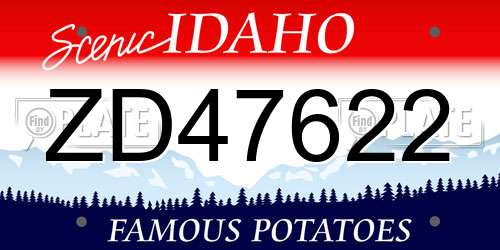 ZD47622 Idaho License Plate