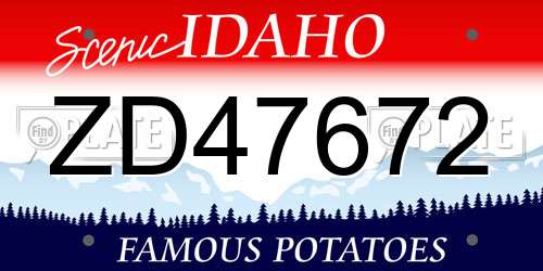 ZD47672 Idaho License Plate