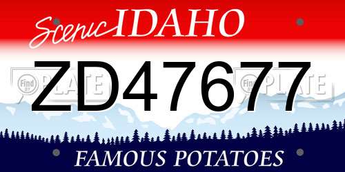 ZD47677 Idaho License Plate