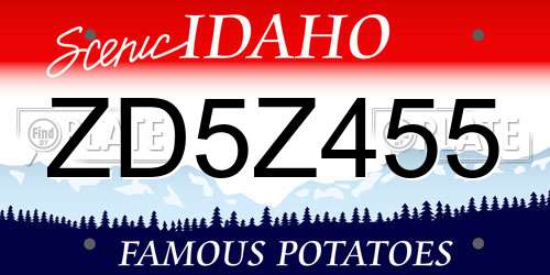 ZD5Z455 Idaho License Plate