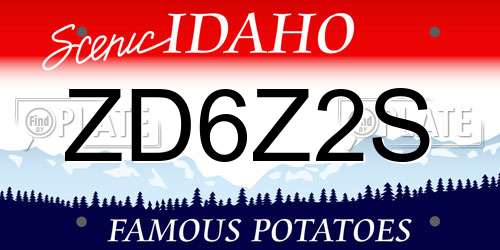 ZD6Z2S Idaho License Plate