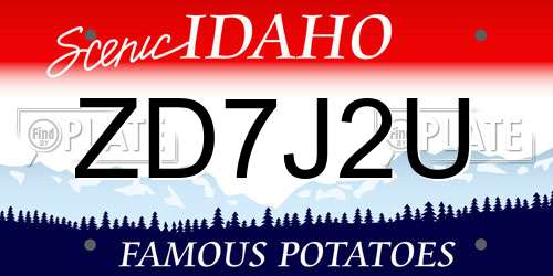 ZD7J2U Idaho License Plate
