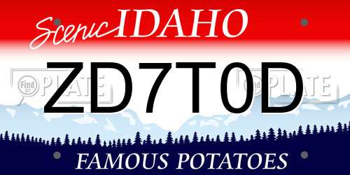 ZD7T0D Idaho License Plate