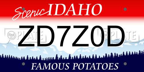 ZD7Z0D Idaho License Plate