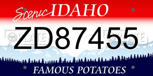 ZD87455 Idaho License Plate