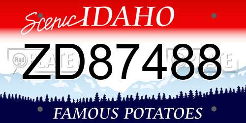 ZD87488 Idaho License Plate