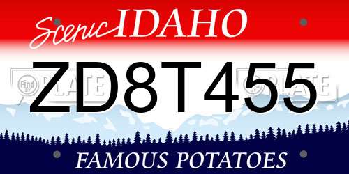 ZD8T455 Idaho License Plate