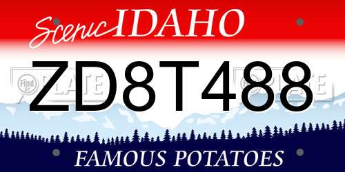 ZD8T488 Idaho License Plate