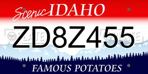 ZD8Z455 Idaho License Plate