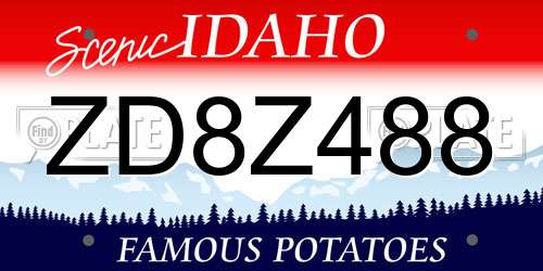 ZD8Z488 Idaho License Plate