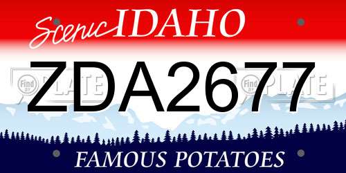 ZDA2677 Idaho License Plate