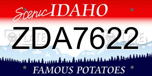 ZDA7622 Idaho License Plate