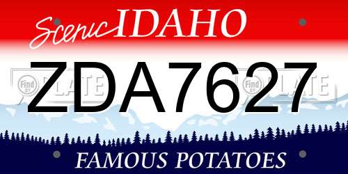 ZDA7627 Idaho License Plate