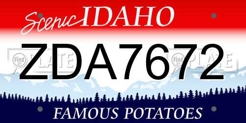 ZDA7672 Idaho License Plate