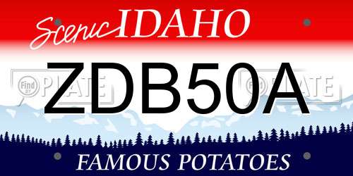 ZDB50A Idaho License Plate