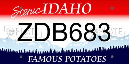 ZDB683 Idaho License Plate