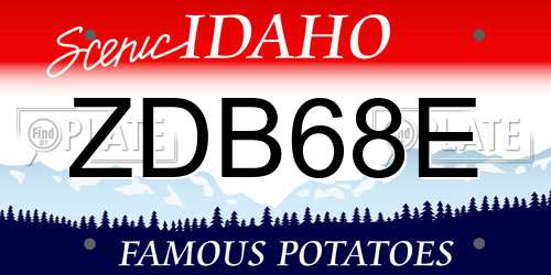 ZDB68E Idaho License Plate